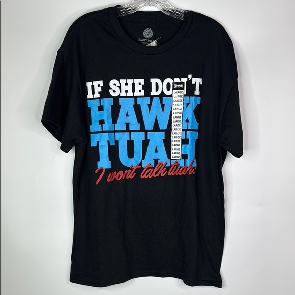 Spencer's Hawk Tuah Funny Black Tshirt NWT Large - Picture 1 of 8